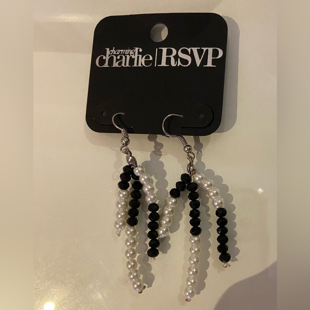 Charming Charlie Long Pearl Earrings